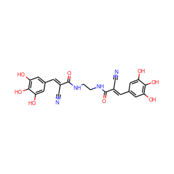 N#C/C(=C\c1cc(O)c(O)c(O)c1)C(=O)NCCNC(=O)/C(C#N)=C/c1cc(O)c(O)c(O)c1 ZINC000013676674