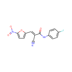 N#C/C(=C\c1ccc([N+](=O)[O-])o1)C(=O)Nc1ccc(F)cc1 ZINC000004985290