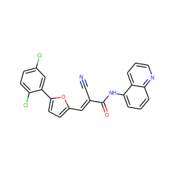 N#C/C(=C\c1ccc(-c2cc(Cl)ccc2Cl)o1)C(=O)Nc1cccc2ncccc12 ZINC000000943071