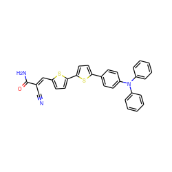 N#C/C(=C\c1ccc(-c2ccc(-c3ccc(N(c4ccccc4)c4ccccc4)cc3)s2)s1)C(N)=O ZINC000299823362