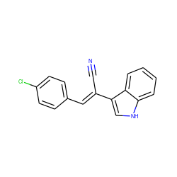 N#C/C(=C\c1ccc(Cl)cc1)c1c[nH]c2ccccc12 ZINC000145067585