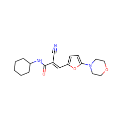 N#C/C(=C\c1ccc(N2CCOCC2)o1)C(=O)NC1CCCCC1 ZINC000000520048