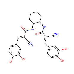 N#C/C(=C\c1ccc(O)c(O)c1)C(=O)N[C@H]1CCCC[C@@H]1NC(=O)/C(C#N)=C/c1ccc(O)c(O)c1 ZINC000013676776