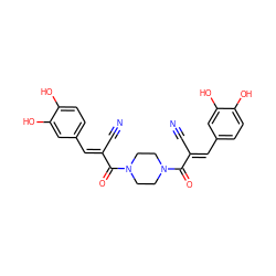 N#C/C(=C\c1ccc(O)c(O)c1)C(=O)N1CCN(C(=O)/C(C#N)=C/c2ccc(O)c(O)c2)CC1 ZINC000013676774