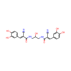 N#C/C(=C\c1ccc(O)c(O)c1)C(=O)NCC(O)CNC(=O)/C(C#N)=C/c1ccc(O)c(O)c1 ZINC000013676779