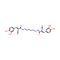 N#C/C(=C\c1ccc(O)c(O)c1)C(=O)NCCCCCCNC(=O)/C(C#N)=C/c1ccc(O)c(O)c1 ZINC000006007120