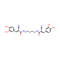 N#C/C(=C\c1ccc(O)c(O)c1)C(=O)NCCCCCNC(=O)/C(C#N)=C/c1ccc(O)c(O)c1 ZINC000001646734