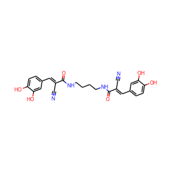 N#C/C(=C\c1ccc(O)c(O)c1)C(=O)NCCCCNC(=O)/C(C#N)=C/c1ccc(O)c(O)c1 ZINC000001646733