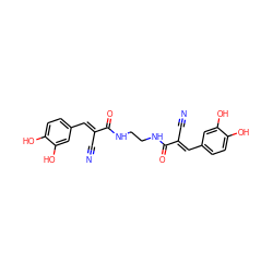 N#C/C(=C\c1ccc(O)c(O)c1)C(=O)NCCNC(=O)/C(C#N)=C/c1ccc(O)c(O)c1 ZINC000013676672