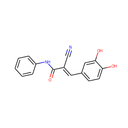 N#C/C(=C\c1ccc(O)c(O)c1)C(=O)Nc1ccccc1 ZINC000000015335