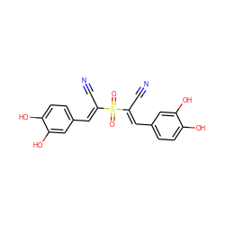 N#C/C(=C\c1ccc(O)c(O)c1)S(=O)(=O)/C(C#N)=C/c1ccc(O)c(O)c1 ZINC000013760527