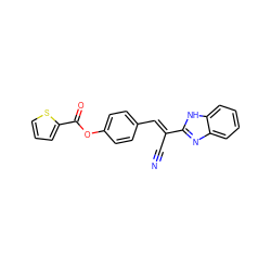 N#C/C(=C\c1ccc(OC(=O)c2cccs2)cc1)c1nc2ccccc2[nH]1 ZINC000005072285