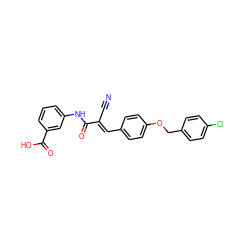 N#C/C(=C\c1ccc(OCc2ccc(Cl)cc2)cc1)C(=O)Nc1cccc(C(=O)O)c1 ZINC000001438737