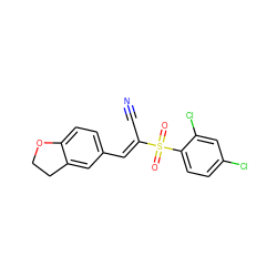 N#C/C(=C\c1ccc2c(c1)CCO2)S(=O)(=O)c1ccc(Cl)cc1Cl ZINC000001038770