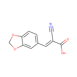 N#C/C(=C\c1ccc2c(c1)OCO2)C(=O)O ZINC000000163674