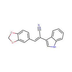 N#C/C(=C\c1ccc2c(c1)OCO2)c1c[nH]c2ccccc12 ZINC000000068965