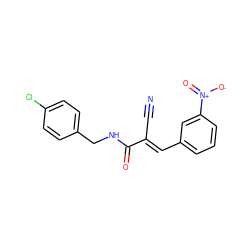 N#C/C(=C\c1cccc([N+](=O)[O-])c1)C(=O)NCc1ccc(Cl)cc1 ZINC000003253685