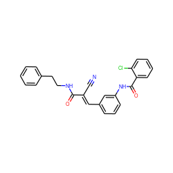 N#C/C(=C\c1cccc(NC(=O)c2ccccc2Cl)c1)C(=O)NCCc1ccccc1 ZINC000003345769