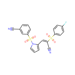 N#C/C(=C\c1cccn1S(=O)(=O)c1cccc(C#N)c1)S(=O)(=O)c1ccc(F)cc1 ZINC000061944519