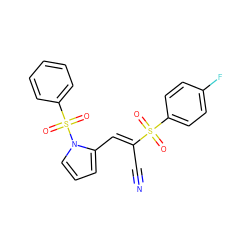 N#C/C(=C\c1cccn1S(=O)(=O)c1ccccc1)S(=O)(=O)c1ccc(F)cc1 ZINC000061944510