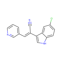 N#C/C(=C\c1cccnc1)c1c[nH]c2ccc(Cl)cc12 ZINC000145031876