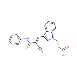 N#C/C(=C\c1cn(CCC(=O)O)c2ccccc12)C(=O)Nc1ccccc1 ZINC000096271133