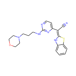 N#C/C(=C1/Nc2ccccc2S1)c1ccnc(NCCCN2CCOCC2)n1 ZINC000013647727