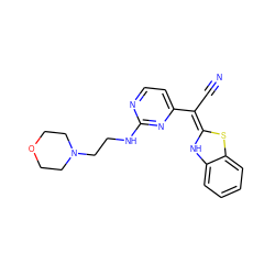 N#C/C(=C1/Nc2ccccc2S1)c1ccnc(NCCN2CCOCC2)n1 ZINC000013647719