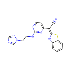 N#C/C(=C1/Nc2ccccc2S1)c1ccnc(NCCn2cncn2)n1 ZINC000013647793