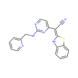 N#C/C(=C1/Nc2ccccc2S1)c1ccnc(NCc2ccccn2)n1 ZINC000013647740