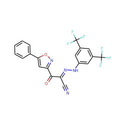 N#C/C(=N\Nc1cc(C(F)(F)F)cc(C(F)(F)F)c1)C(=O)c1cc(-c2ccccc2)on1 ZINC001772594273