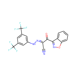 N#C/C(=N\Nc1cc(C(F)(F)F)cc(C(F)(F)F)c1)C(=O)c1noc2ccccc12 ZINC001772618666