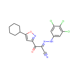 N#C/C(=N\Nc1cc(Cl)c(Cl)c(Cl)c1)C(=O)c1cc(C2CCCCC2)on1 ZINC000473126173