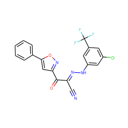 N#C/C(=N\Nc1cc(Cl)cc(C(F)(F)F)c1)C(=O)c1cc(-c2ccccc2)on1 ZINC001772637921