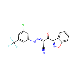 N#C/C(=N\Nc1cc(Cl)cc(C(F)(F)F)c1)C(=O)c1noc2ccccc12 ZINC001772573746