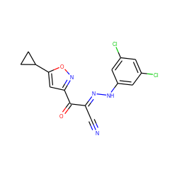 N#C/C(=N\Nc1cc(Cl)cc(Cl)c1)C(=O)c1cc(C2CC2)on1 ZINC000473113431