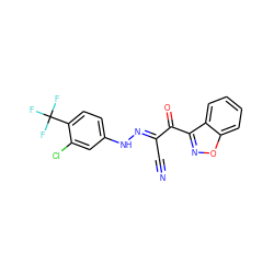 N#C/C(=N\Nc1ccc(C(F)(F)F)c(Cl)c1)C(=O)c1noc2ccccc12 ZINC001772640577