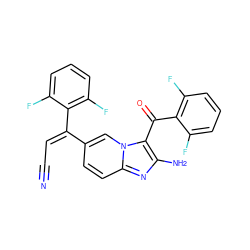 N#C/C=C(\c1ccc2nc(N)c(C(=O)c3c(F)cccc3F)n2c1)c1c(F)cccc1F ZINC000014945542