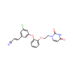 N#C/C=C/c1cc(Cl)cc(Oc2ccccc2OCCn2ccc(=O)[nH]c2=O)c1 ZINC000222275052