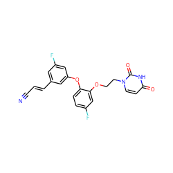 N#C/C=C/c1cc(F)cc(Oc2ccc(F)cc2OCCn2ccc(=O)[nH]c2=O)c1 ZINC000073196331