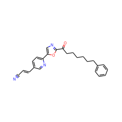 N#C/C=C/c1ccc(-c2cnc(C(=O)CCCCCCc3ccccc3)o2)nc1 ZINC000103239636