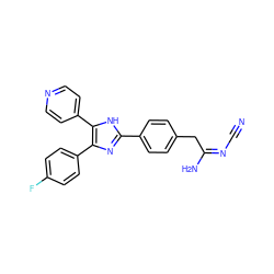 N#C/N=C(/N)Cc1ccc(-c2nc(-c3ccc(F)cc3)c(-c3ccncc3)[nH]2)cc1 ZINC000012404524