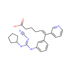 N#C/N=C(/Nc1cccc(/C(=C\CCCC(=O)O)c2cccnc2)c1)NC1CCCC1 ZINC000003932062