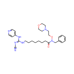 N#C/N=C(\NCCCCCCCC(=O)N(Cc1ccccc1)OCCN1CCOCC1)Nc1ccncc1 ZINC000103247761