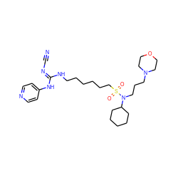 N#C/N=C(\NCCCCCCS(=O)(=O)N(CCCN1CCOCC1)C1CCCCC1)Nc1ccncc1 ZINC000103247778