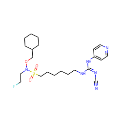 N#C/N=C(\NCCCCCCS(=O)(=O)N(CCF)OCC1CCCCC1)Nc1ccncc1 ZINC000103247774