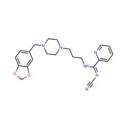 N#C/N=C(\NCCCN1CCN(Cc2ccc3c(c2)OCO3)CC1)c1ccccn1 ZINC000082156564