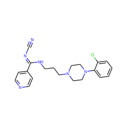 N#C/N=C(\NCCCN1CCN(c2ccccc2Cl)CC1)c1ccncc1 ZINC000049112643