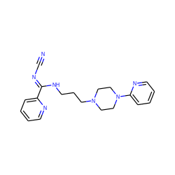 N#C/N=C(\NCCCN1CCN(c2ccccn2)CC1)c1ccccn1 ZINC000082156563