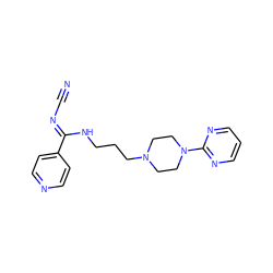 N#C/N=C(\NCCCN1CCN(c2ncccn2)CC1)c1ccncc1 ZINC000049050793